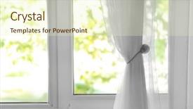  Presentation with curtain - Amazing theme having surface treatment - window with beautiful white curtain backdrop and a cream colored foreground