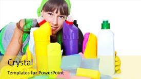  Presentation with teenage girl - Colorful PPT layouts enhanced with surfactants - portrait of teenage girl behind backdrop and a yellow colored foreground