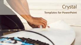  Presentation with ready - Amazing slide set having surfboard - surfer getting ready backdrop and a cream colored foreground