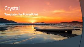  Presentation with sea shore - Colorful slide set enhanced with surfboard on the beach backdrop and a coral colored foreground