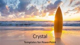  Presentation with sunset beach - Presentation enhanced with surfboard on the beach background and a coral colored foreground