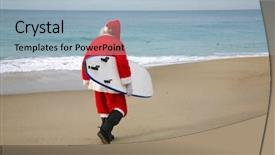  Presentation with surfing - Audience pleasing slides consisting of surfboard under his arm ready backdrop and a light blue colored foreground