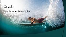  Presentation with ocean wave - Beautiful PPT layouts featuring surfer dives under the ocean backdrop and a light blue colored foreground