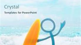  Presentation with beach - PPT theme featuring surfer-dude-on-the-beach background and a sky blue colored foreground
