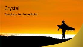  Presentation with pacific - Theme with time is passing dawn - surfer heading along the cliffs background and a gray colored foreground