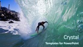  Presentation with mold on an oak barrel - PPT theme consisting of surfer in big barrel getting background and a  colored foreground