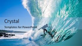  Presentation with blue wave - Amazing PPT layouts having surfer on amazing blue wave backdrop and a light blue colored foreground