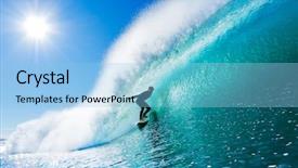  Presentation with blue wave - Cool new PPT layouts with surfer on amazing blue wave backdrop and a light blue colored foreground