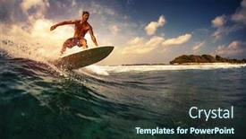  Presentation with ocean wave - Beautiful PPT layouts featuring surfer-rides-ocean-wave backdrop and a tawny brown colored foreground