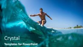  Presentation with ocean wave - Slide deck with surfer-rides-ocean-wave background and a ocean colored foreground