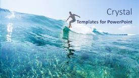  Presentation with ocean wave - Slide set enhanced with surfer-rides-the-glassy-ocean background and a sky blue colored foreground