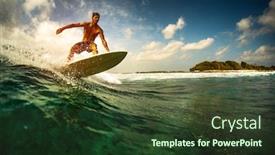  Presentation with ocean wave - Cool new PPT theme with surfer-rides-the-ocean-wave backdrop and a tawny brown colored foreground