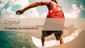  Presentation with ocean wave - Colorful theme enhanced with surfer-rides-the-ocean-wave backdrop and a coral colored foreground
