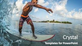  Presentation with ocean wave - Cool new presentation theme with surfer rides the ocean wave backdrop and a gray colored foreground