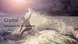  Presentation with sound wave physics - Slides enhanced with surfer riding a wave background and a soft green colored foreground