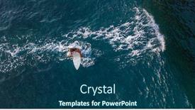  Presentation with ocean wave - Beautiful PPT theme featuring surfer-waits-the-wave backdrop and a ocean colored foreground