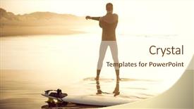  Presentation with waves - Slide set having wram up - surfer warming up before going background and a cream colored foreground