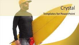  Presentation with history earth globe isolated white - Slide set enhanced with surfer with a surfboard isolated background and a yellow colored foreground