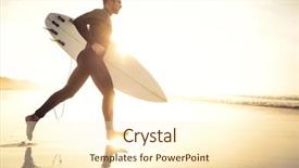  Presentation with sound waves wave oscillating - Cool new slide deck with surfer with his surfboard running backdrop and a cream colored foreground