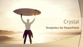  Presentation with beach - Amazing slide set having surfer-with-his-surfboard and a  colored foreground