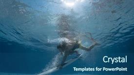  Presentation with ocean wave - Beautiful PPT theme featuring surfer with surf board dive backdrop and a ocean colored foreground