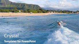  Presentation with hawaii - PPT layouts with surfers-in-the-ocean background and a teal colored foreground