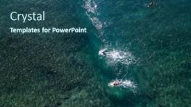  Presentation with ocean wave - Colorful slide deck enhanced with surfers-paddle-to-ride backdrop and a ocean colored foreground