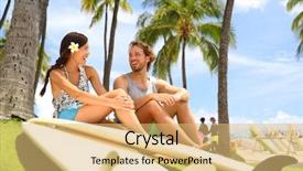  Presentation with honolulu hawaii waikiki beach - Slide deck enhanced with surfingwith surfboards in honolulu background and a blonde colored foreground