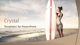  Presentation with surfing - Amazing PPT theme having surfing at the seaside backdrop and a lemonade colored foreground
