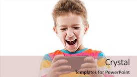 Presentation with internet surfing - Theme having smiling child boy playing games background and a coral colored foreground