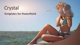  Presentation with surfing - PPT theme enhanced with surfing photographer in action background and a light blue colored foreground