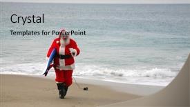  Presentation with blue waves - Audience pleasing PPT theme consisting of surfing santa claus santa claus backdrop and a light gray colored foreground