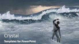  Presentation with surfing - PPT theme with surfing-sea-on-ice-floe background and a gray colored foreground
