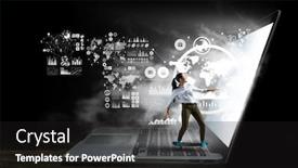  Presentation with internet surfing - PPT theme enhanced with surfing-the-internet-mixed-media background and a dark gray colored foreground