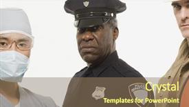  Presentation with police - PPT theme consisting of surgeon a police officer background and a coral colored foreground