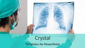  Presentation with lung - PPT layouts enhanced with surgeon analyzing a lung radiography background and a cyan colored foreground