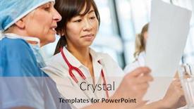  Presentation with emergency room - Cool new slide deck with surgeon and young female doctor discuss a patient file in the emergency room backdrop and a lemonade colored foreground