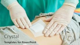  Presentation with wound - Presentation consisting of surgeon-applies-bandage-on-wound background and a lemonade colored foreground