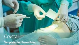  Presentation with wound - Audience pleasing presentation theme consisting of surgeon-applies-bandage-on-wound backdrop and a  colored foreground