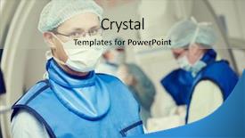  Presentation with surgery room - PPT theme enhanced with surgeon at surgery operating room background and a mint green colored foreground