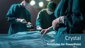  Presentation with team health - PPT layouts enhanced with surgeon-doctor-asking-surgical-equipment background and a ocean colored foreground