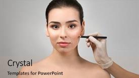  Presentation with mature female surgeon - Audience pleasing slide deck consisting of surgeon drawing marks on female backdrop and a coral colored foreground