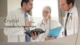  Presentation with labor and delivery medical team - Presentation consisting of surgeon-giving-medical-instructions background and a mint green colored foreground