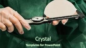  Presentation with measuring - Cool new presentation design with surgeon hands measuring silicon breast backdrop and a tawny brown colored foreground