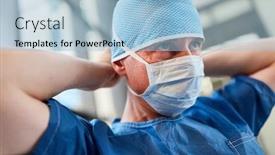  Presentation with surgical - Slide set consisting of surgeon-in-blue-surgical-gown background and a light blue colored foreground