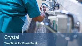  Presentation with hospital - Presentation design having surgeon in hospital washing thorouughly background and a ocean colored foreground