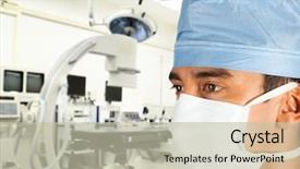  Presentation with operating room - Amazing slides having surgeon in modern operation room backdrop and a mint green colored foreground