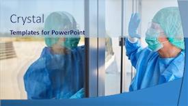  Presentation with hand surgeon - Colorful PPT theme enhanced with surgeon-in-protective-clothing backdrop and a light blue colored foreground