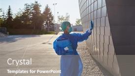  Presentation with hand surgeon - Amazing slide set having surgeon-in-protective-clothing backdrop and a gray colored foreground