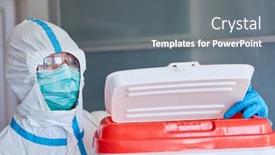  Presentation with organ transplant - PPT theme with surgeon-in-protective-clothing background and a gray colored foreground